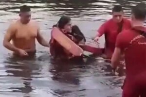 policial-resgata-mulher-e-cachorro-que-ficaram-8-horas-presos-em-rio-no-interior-do-ceara