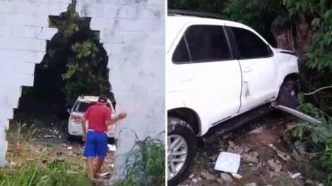 motorista-derruba-parte-do-muro-da-base-aerea-de-fortaleza-apos-perder-controle-de-carro