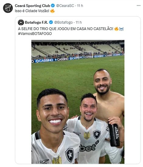 ceara-brinca-com-botafogo-nas-redes-sociais-apos-goleada-no-fortaleza