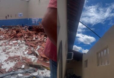 teto-de-sala-desaba-em-escola-recem-reformada-em-mombaca,-no-ceara;-nao-houve-feridos