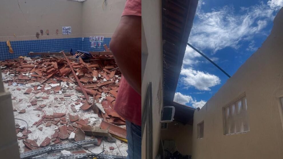 teto-de-sala-desaba-em-escola-recem-reformada-em-mombaca,-no-ceara;-nao-houve-feridos