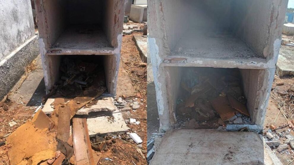 tumulos-sao-destruidos-e-restos-humanos-ficam-expostos-em-cemiterio-no-interior-do-ceara