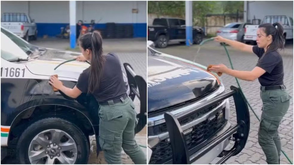 policial-que-publicou-video-lavando-viatura-e-punida-com-dois-dias-de-prisao-no-ceara