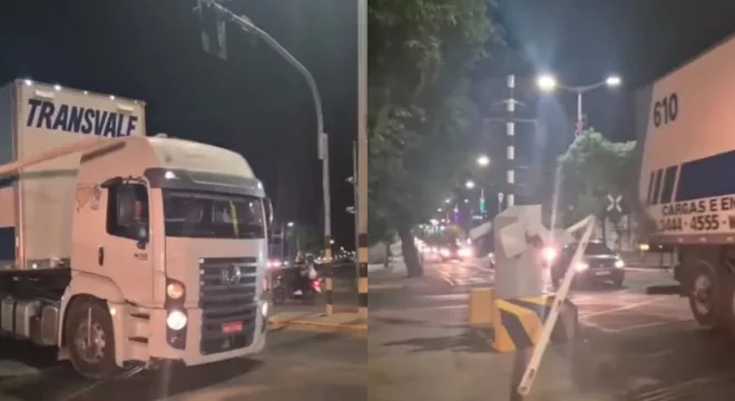 caminhao-avanca-sinalizacao-e-destroi-cancela-do-vlt-do-cariri,-em-juazeiro-do-norte