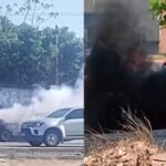 viatura-da-policia-militar-pega-fogo-em-avenida-movimentada-em-eusebio,-no-ceara;-veja-o-video