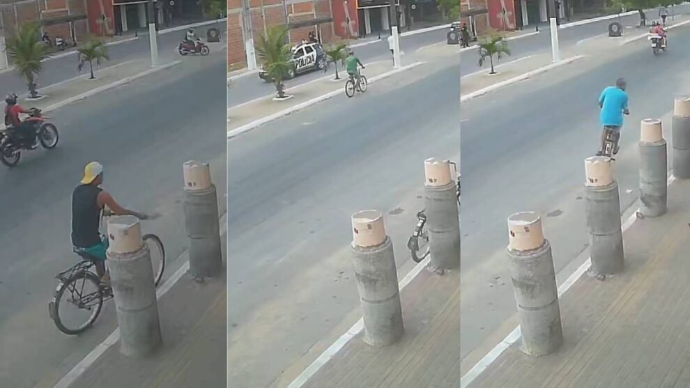 furto-de-bicicleta-acontece-segundos-apos-viatura-da-pm-passar-pelo-local,-em-caucaia