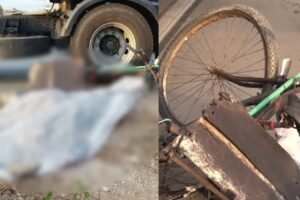 ciclista-morre-apos-ser-esmagado-por-caminhao-no-ceara;-bicicleta-ficou-destruida