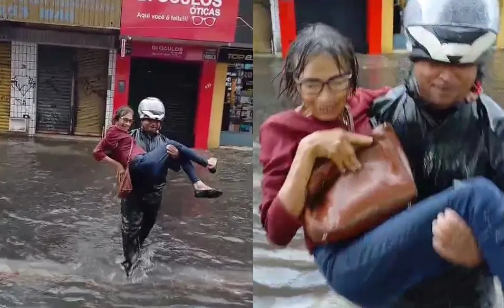 mulher-e-levada-nos-bracos-para-atravessar-rua-alagada-no-centro-de-fortaleza