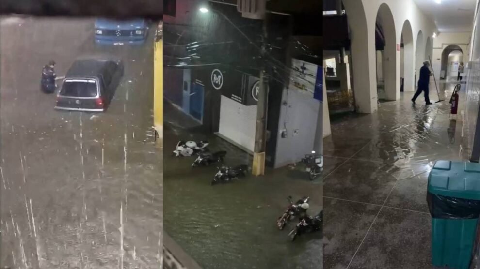 fortes-chuvas-alagam-ruas-e-agua-invade-lojas-e-reparticoes-publicas-de-caninde,-no-ceara
