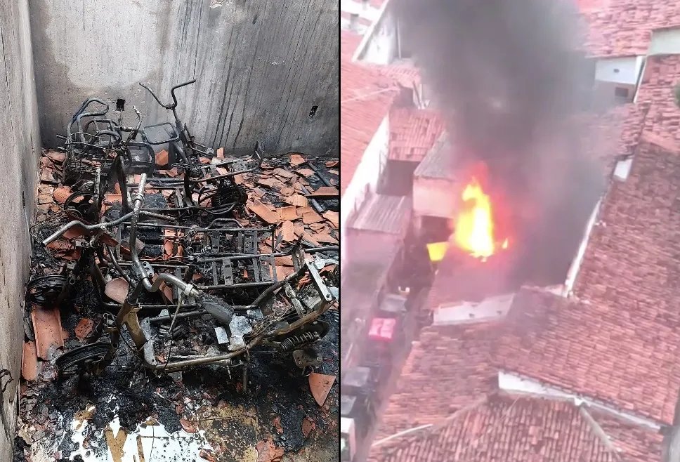 incendio-e-registrado-em-deposito-de-bicicletas-e-patinetes-na-praia-de-iracema,-em-fortaleza