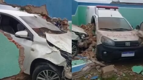 carro-derruba-muro-de-hospital-e-bate-em-duas-ambulancias-no-interior-do-ceara