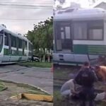 carro-bate-em-trem-do-vlt-de-sobral,-no-ceara;-motorista-ficou-ferido