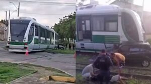 carro-bate-em-trem-do-vlt-de-sobral,-no-ceara;-motorista-ficou-ferido